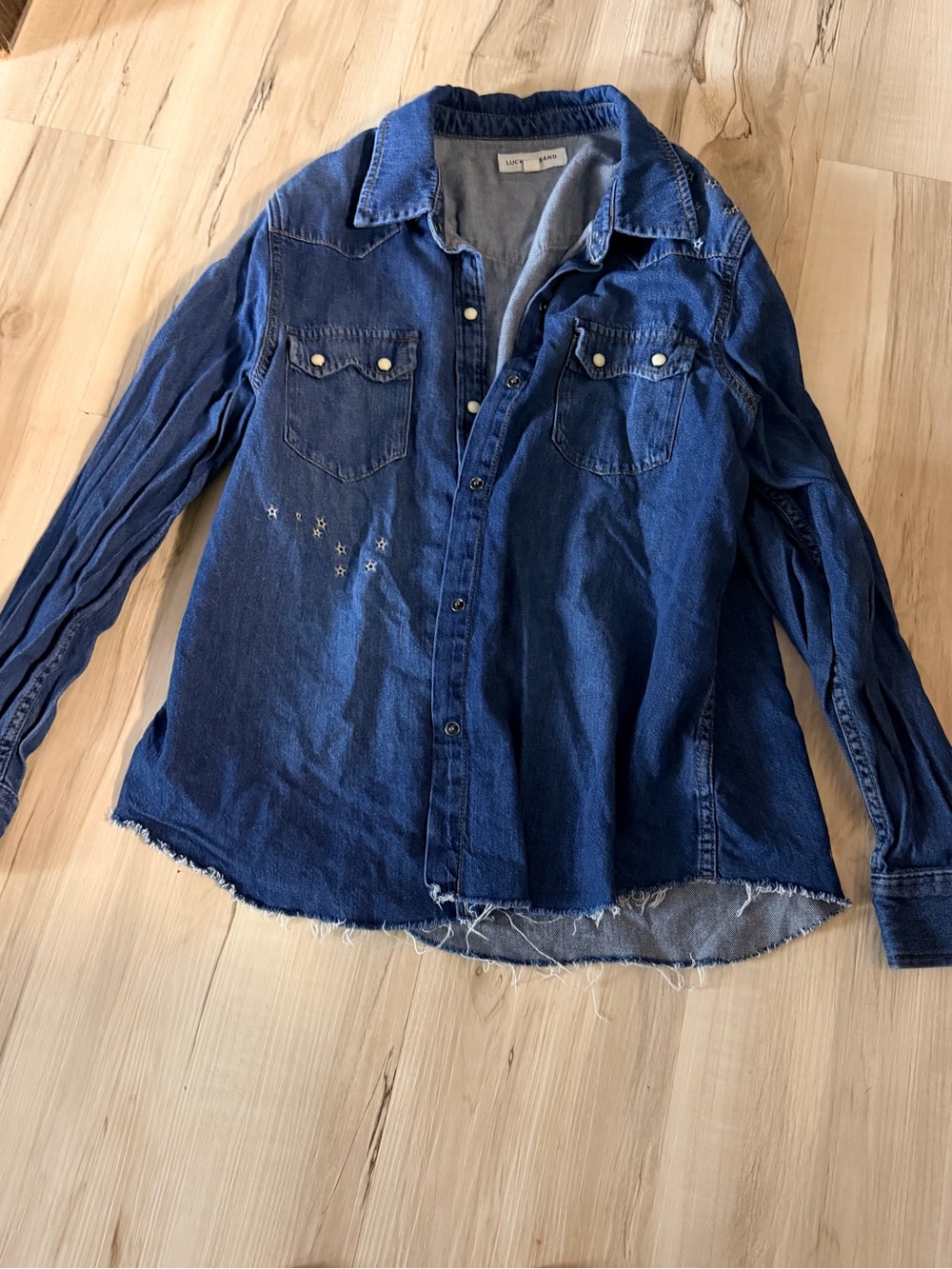 Lucky brand button down star patterned designs size L